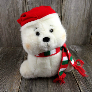 Vintage Seal Plush Sea Lion Russ Swizzel Christmas Stuffed Animal Santa Hat - At Grandma's Table