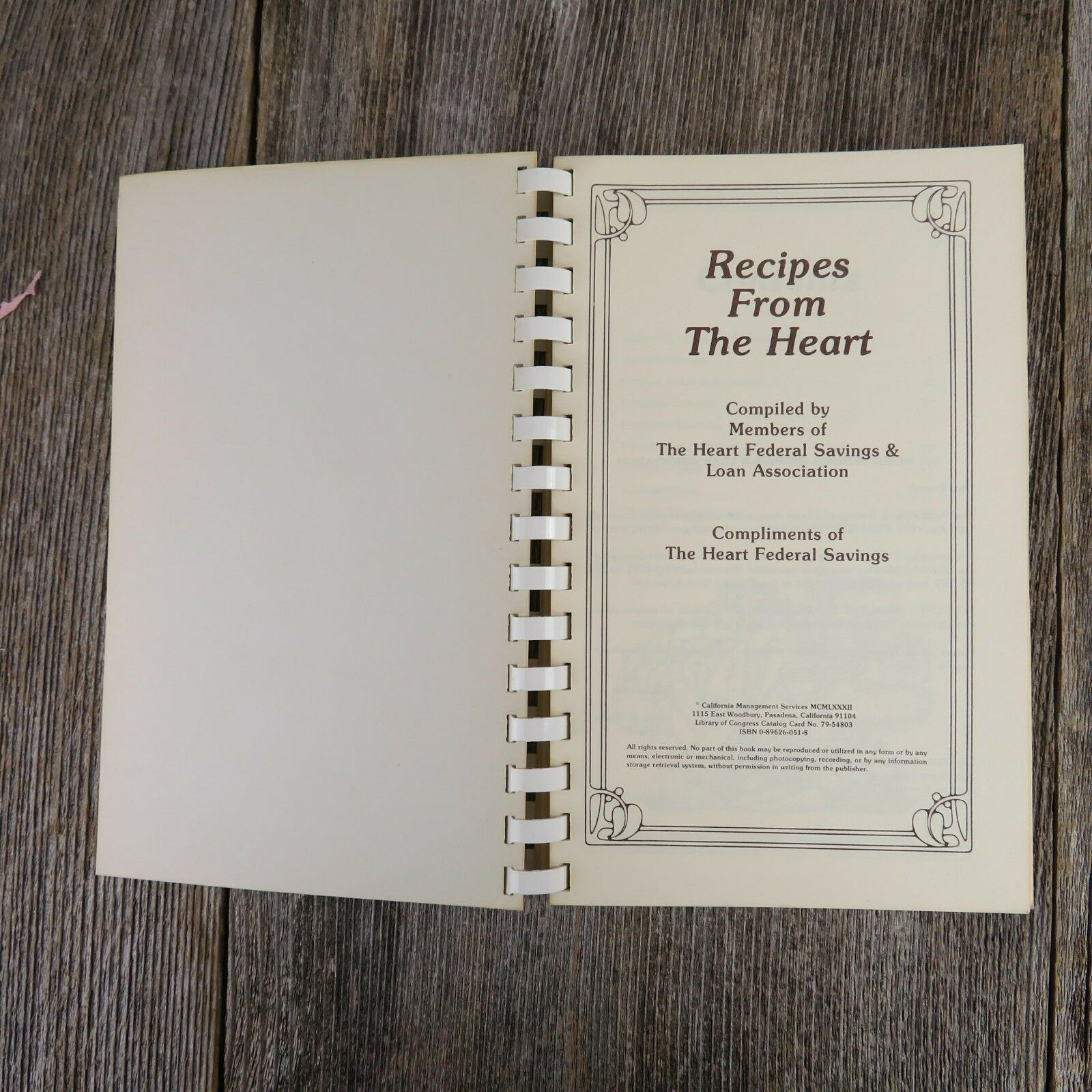 Vintage California Cookbook Auburn Heart Federal Savings Bank Recipes 1982 - At Grandma's Table