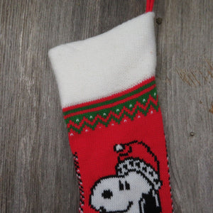 Vintage Snoopy Christmas Stocking Hallmark Knitted Knit Red 1958 Ambassador st27 - At Grandma's Table