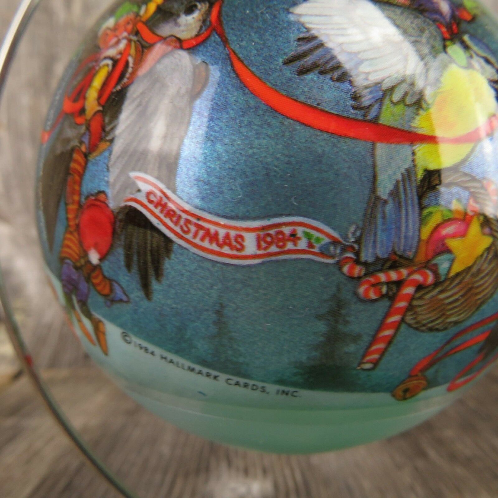 Vintage Ball Ornament Hallmark Flights of Fantasy Blue Fairy Gnome Birds Magic - At Grandma's Table