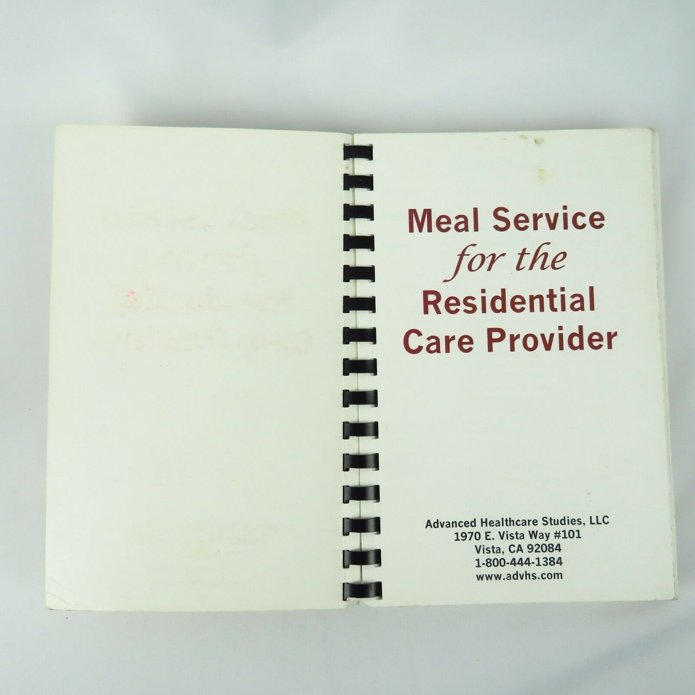 Vintage Residential Care Cookbook Meal Service Provider Adult Group Ho