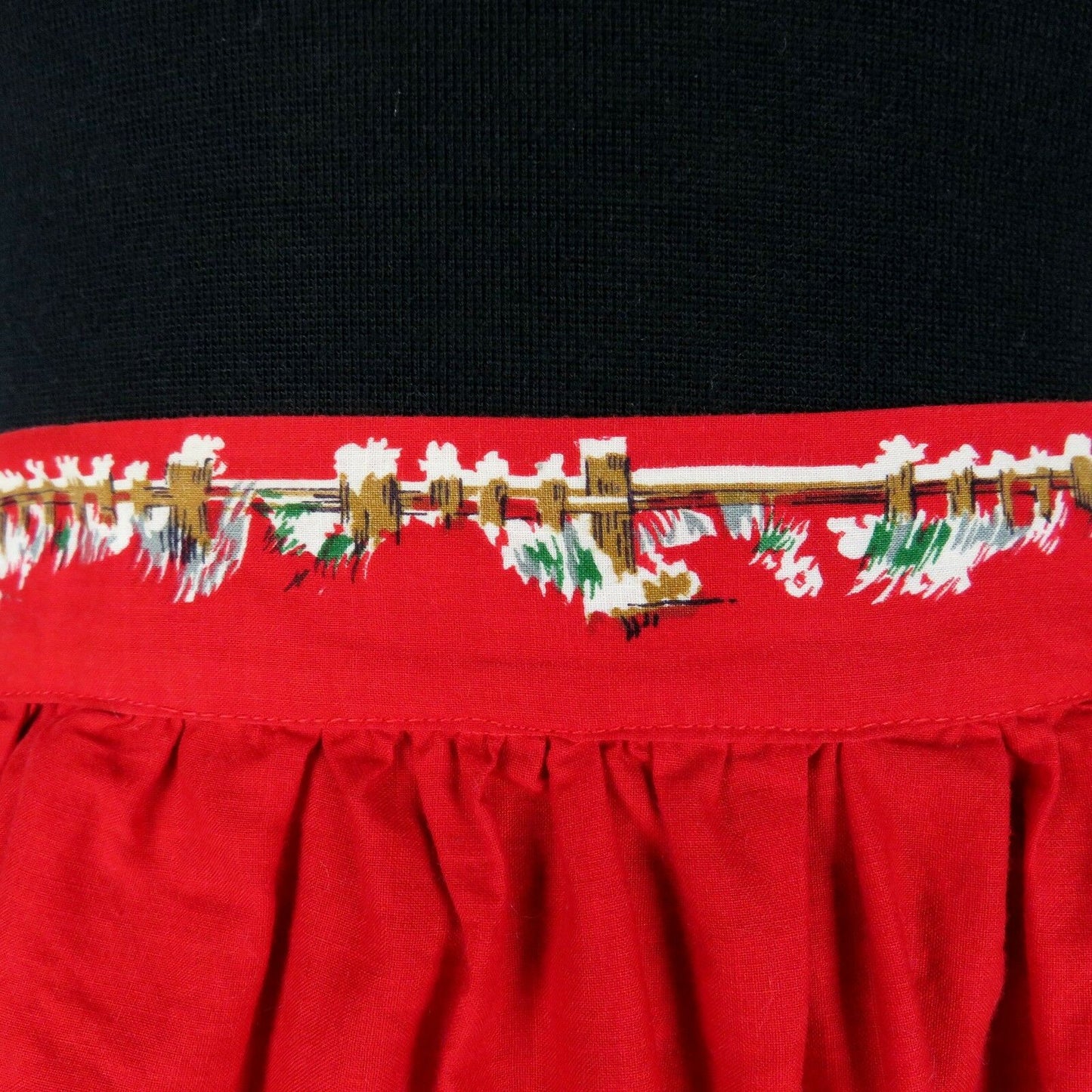 Vintage Christmas Apron Half Hostess Log Cabin Rustic Country Scene Frontier A15 - At Grandma's Table