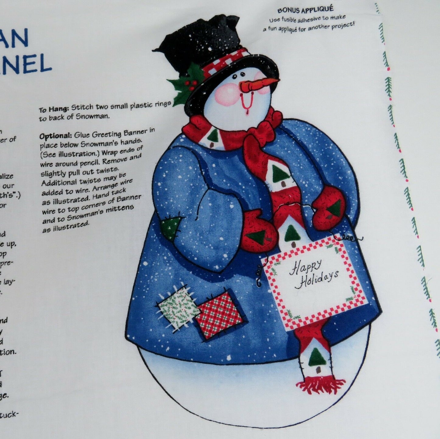Christmas Door Panel Cut Sew Fabric Snowman Daisy Kingdom Vintage 3768 Blue - At Grandma's Table