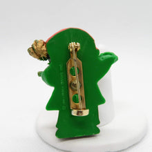 Load image into Gallery viewer, Vintage Drummer Boy Christmas Pin Brooch Hallmark Winter Green Orange Jewelry - At Grandma&#39;s Table