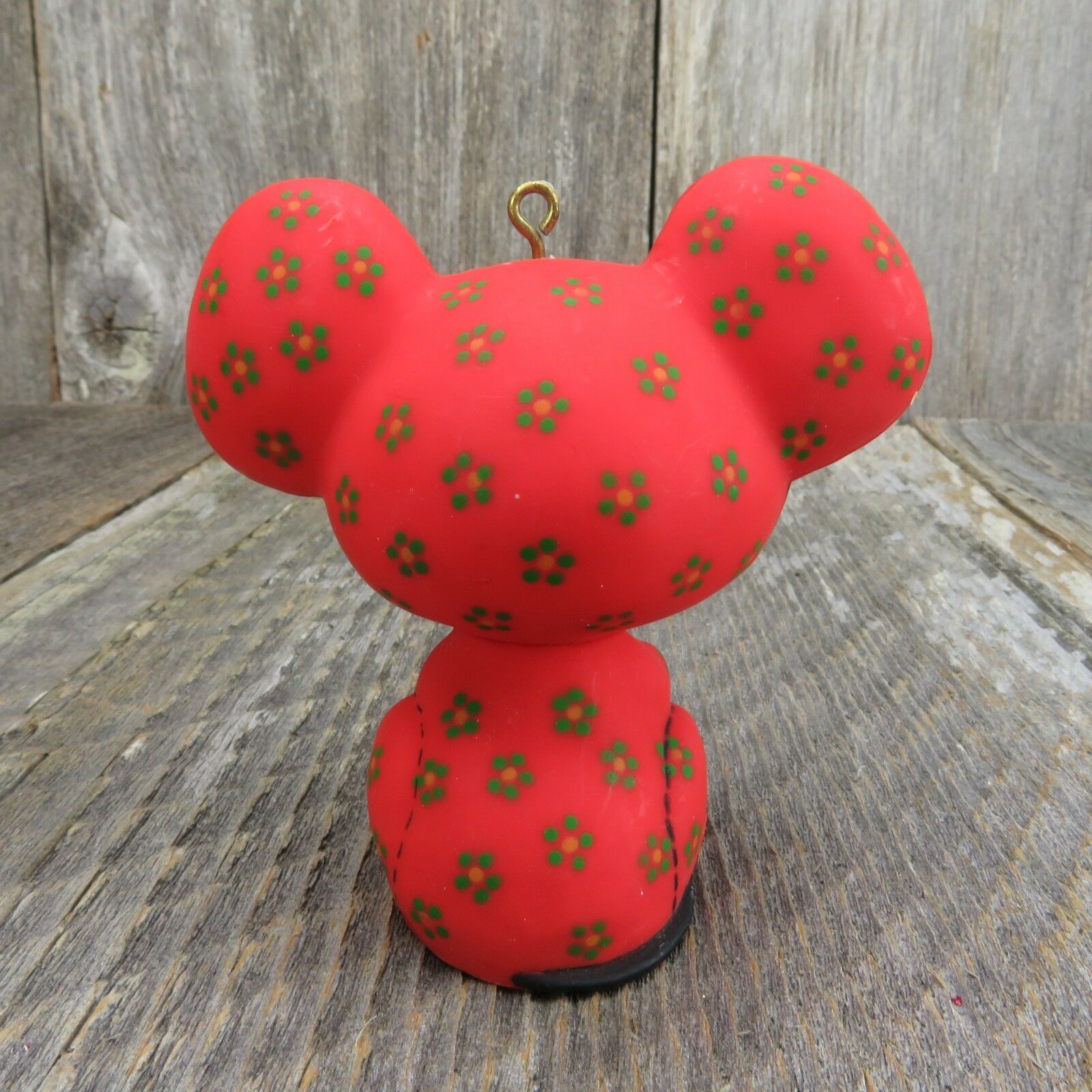 Vintage Mouse Ornament Red Calico Flowers Christmas Hallmark 1978 - At Grandma's Table