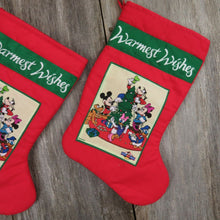 Load image into Gallery viewer, Disney Stocking Set Warmest Wishes Mickie Minnie Goofy Donald Daisy Duck Red - At Grandma&#39;s Table