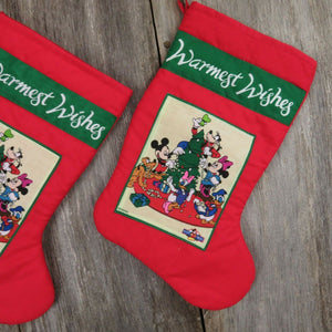 Disney Stocking Set Warmest Wishes Mickie Minnie Goofy Donald Daisy Duck Red - At Grandma's Table