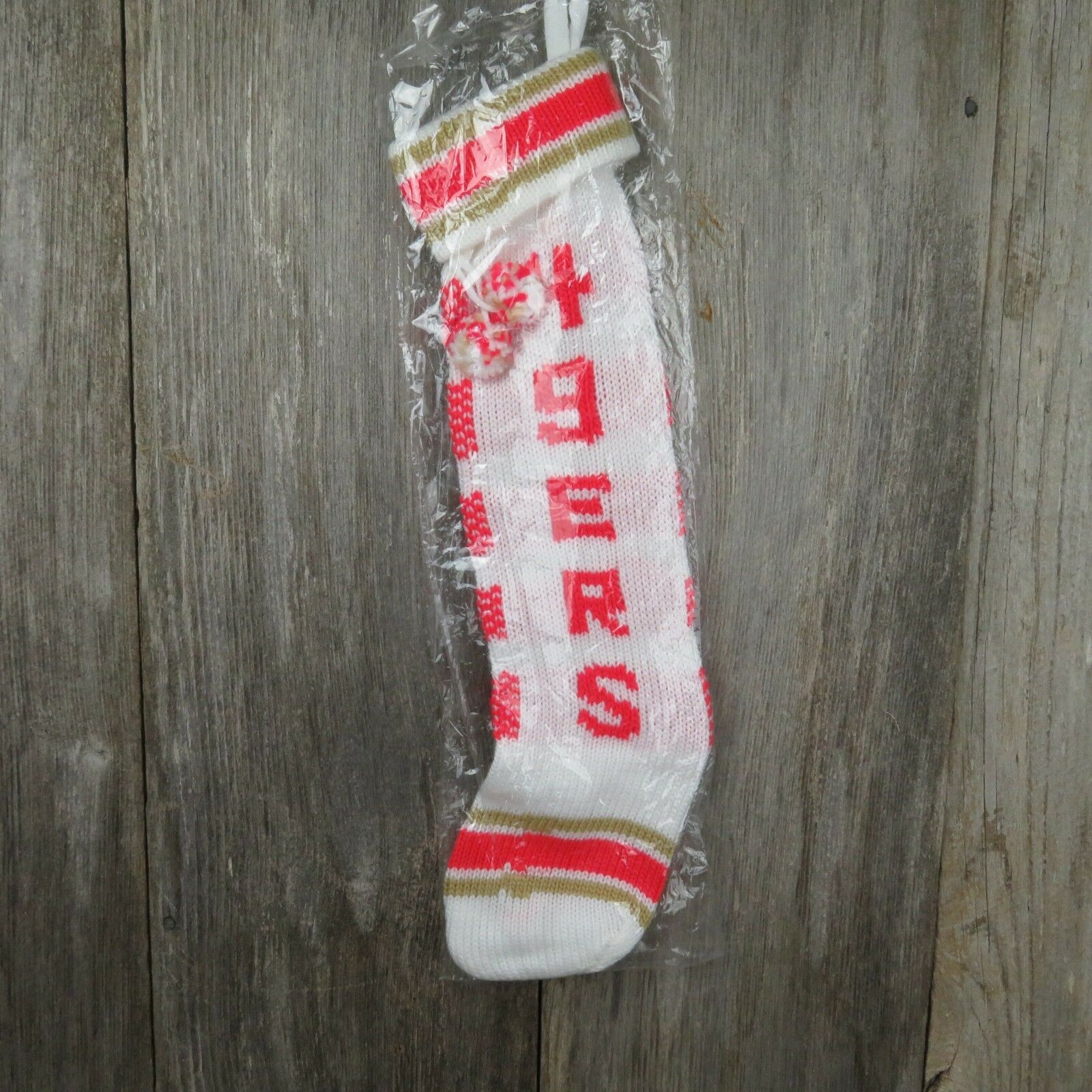 Vintage 49ers Christmas Stocking San Francisco NFL Knitted Knit Football st29 - At Grandma's Table