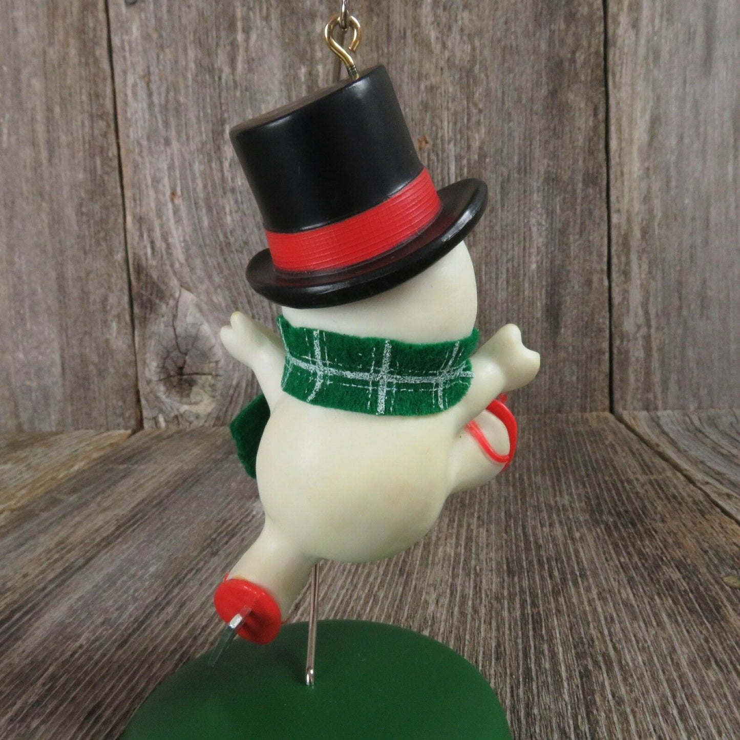 Vintage Skating Snowman Christmas Ornament Hallmark Scarf Plastic Top Hat 1979 - At Grandma's Table