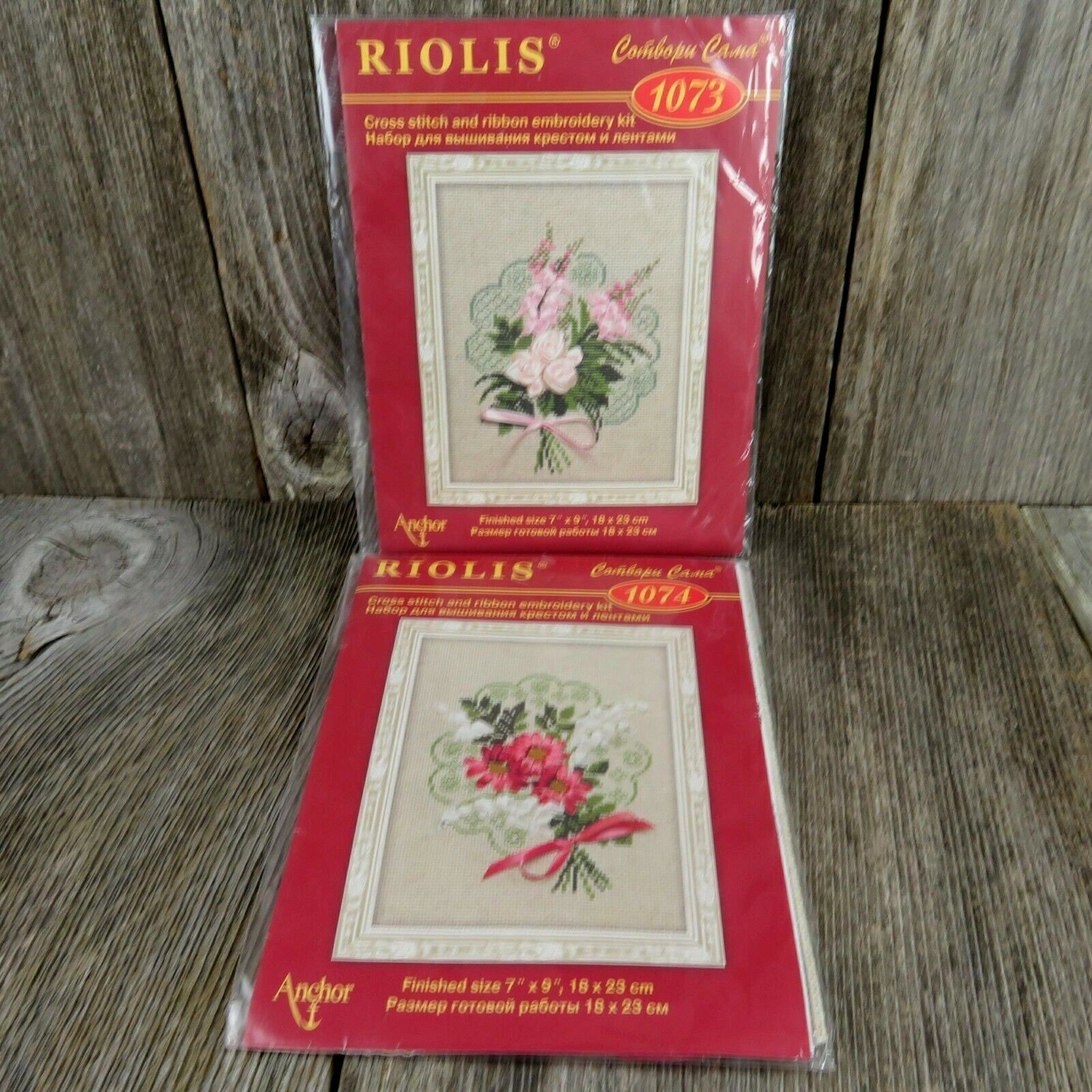Floral Flowers Riolis Cross Stitch and Ribbon Embroidery Kits Roses Set of 2 New - At Grandma's Table