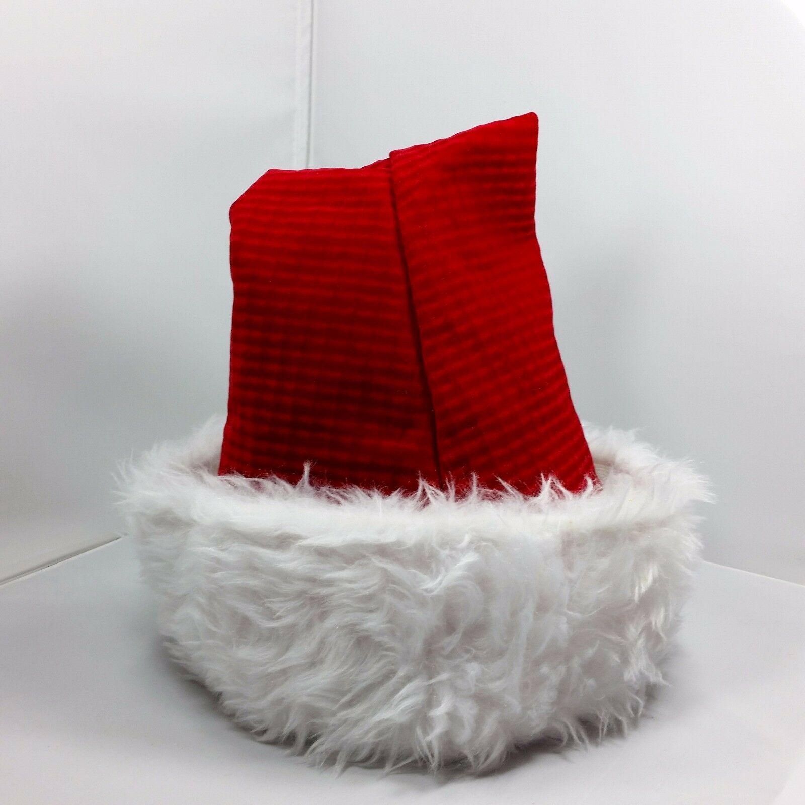 Santa Claus Christmas Hat Fur Band Textured Velveteen Costume Accessory Red USA - At Grandma's Table