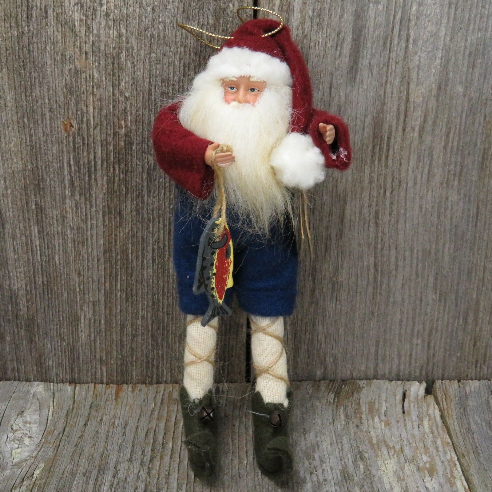 Fisherman Santa Claus Ornament Christmas TJ Santas Tina Mitchell Fish Fishing - At Grandma's Table