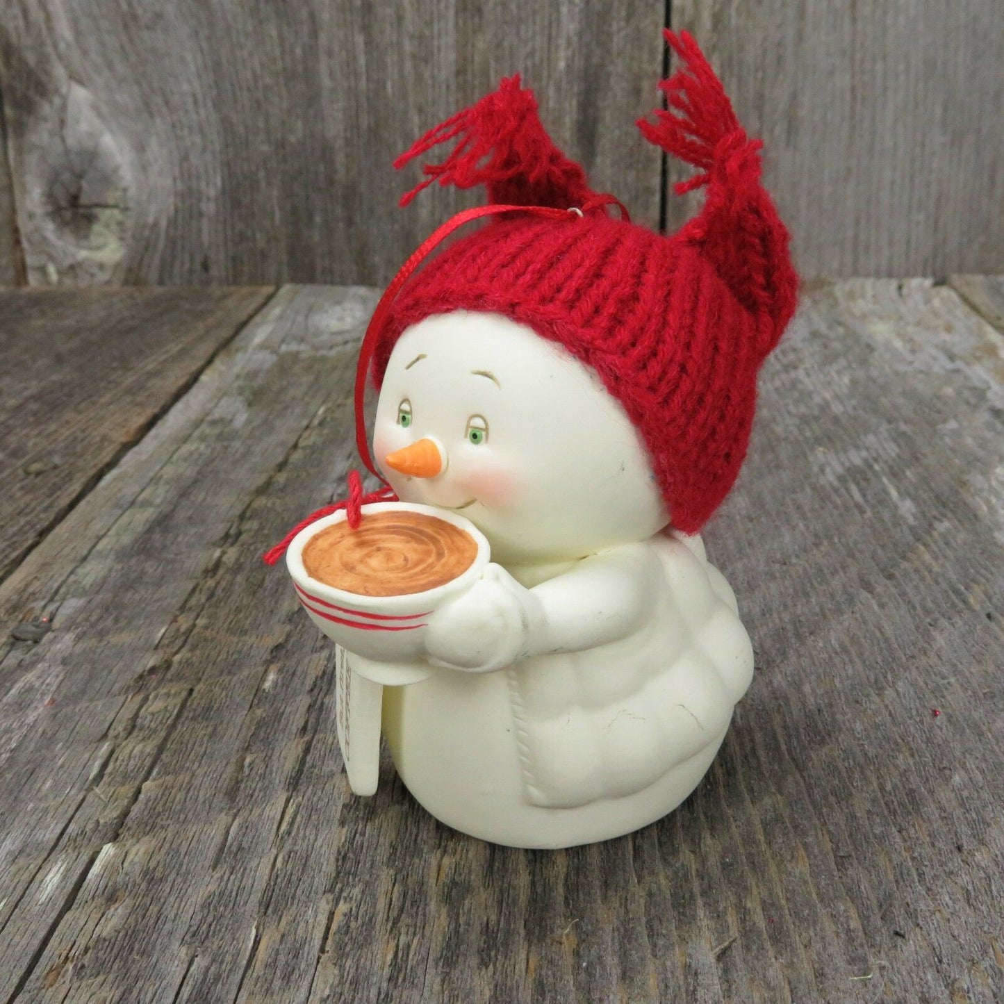 First Coffee Snowman Christmas Ornament Department 56 Bisque Porcelain Ceramic - At Grandma's Table