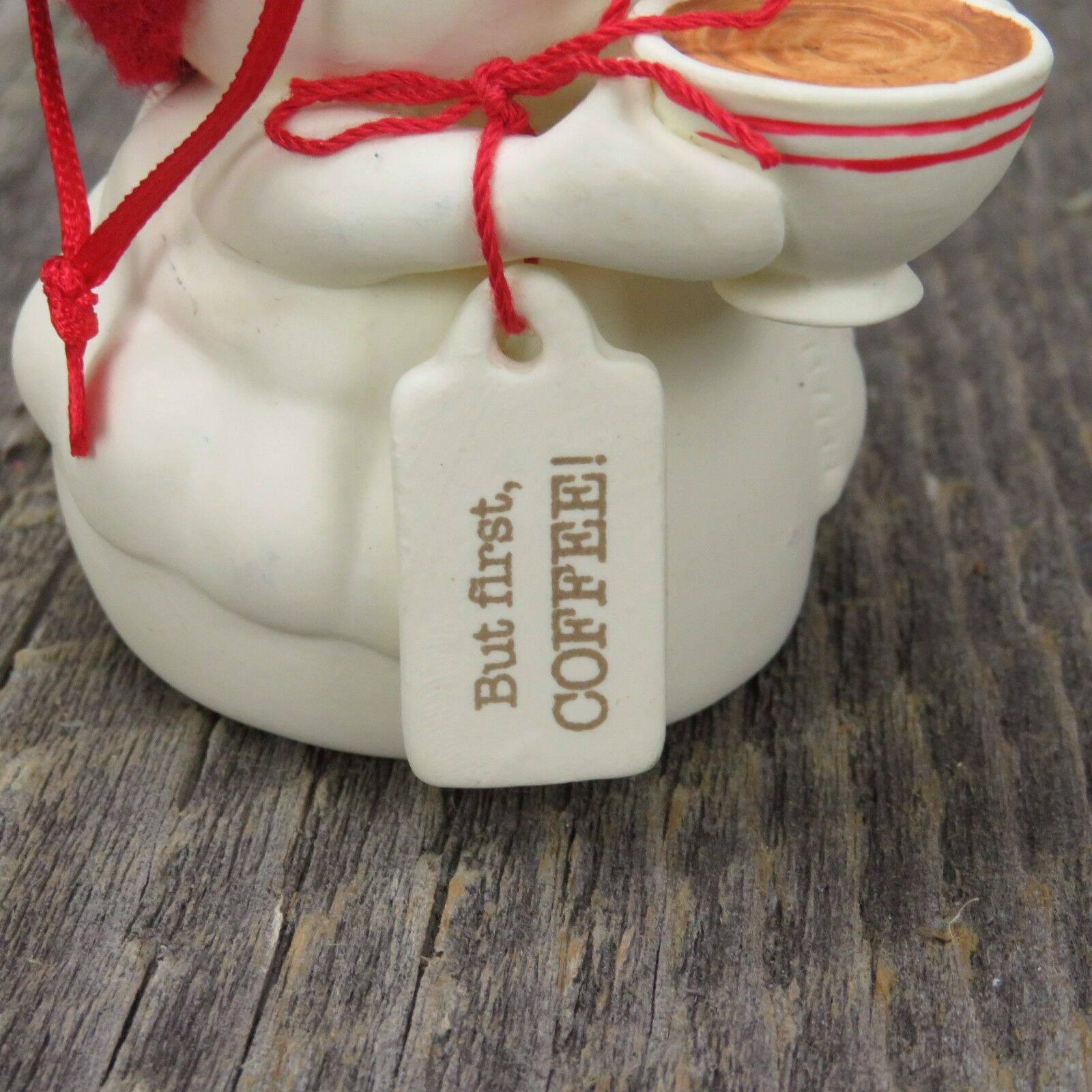 First Coffee Snowman Christmas Ornament Department 56 Bisque Porcelain Ceramic - At Grandma's Table