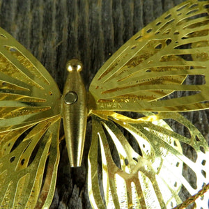 Vintage Butterfly Christmas Ornaments Metal Lot Gold Taiwan Mobile Decoration - At Grandma's Table