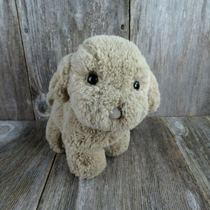 Vintage Dog Puppy Plush Dakin Puppy Pup Stuffed Tan Beige Curly 1985 - At Grandma's Table
