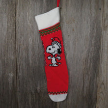 Load image into Gallery viewer, Vintage Snoopy Christmas Stocking Hallmark Knitted Knit Red 1958 Ambassador st27 - At Grandma&#39;s Table