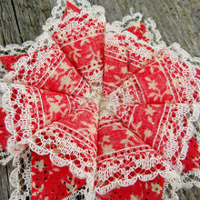 Load image into Gallery viewer, Vintage Star Flower Fabric Ornament Handmade Christmas Lace Poinsettia Lot Set - At Grandma&#39;s Table