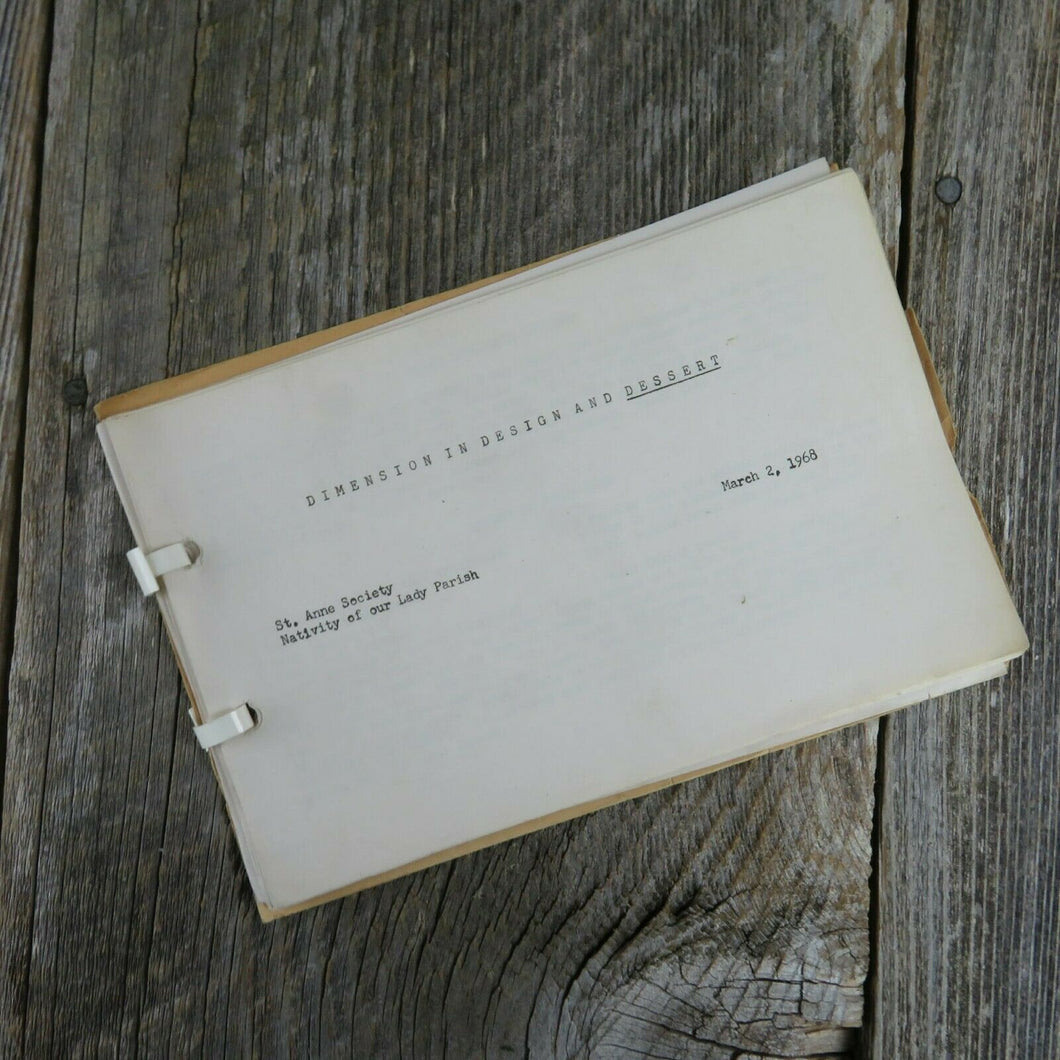 Vintage Cookbook St Anne Society Nativity of Our Lady Parish 1968 Dessert - At Grandma's Table