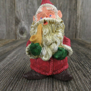 Vintage Gnome Christmas Ornament Old World Elf Santa Hallmark Pipe Wood Look - At Grandma's Table