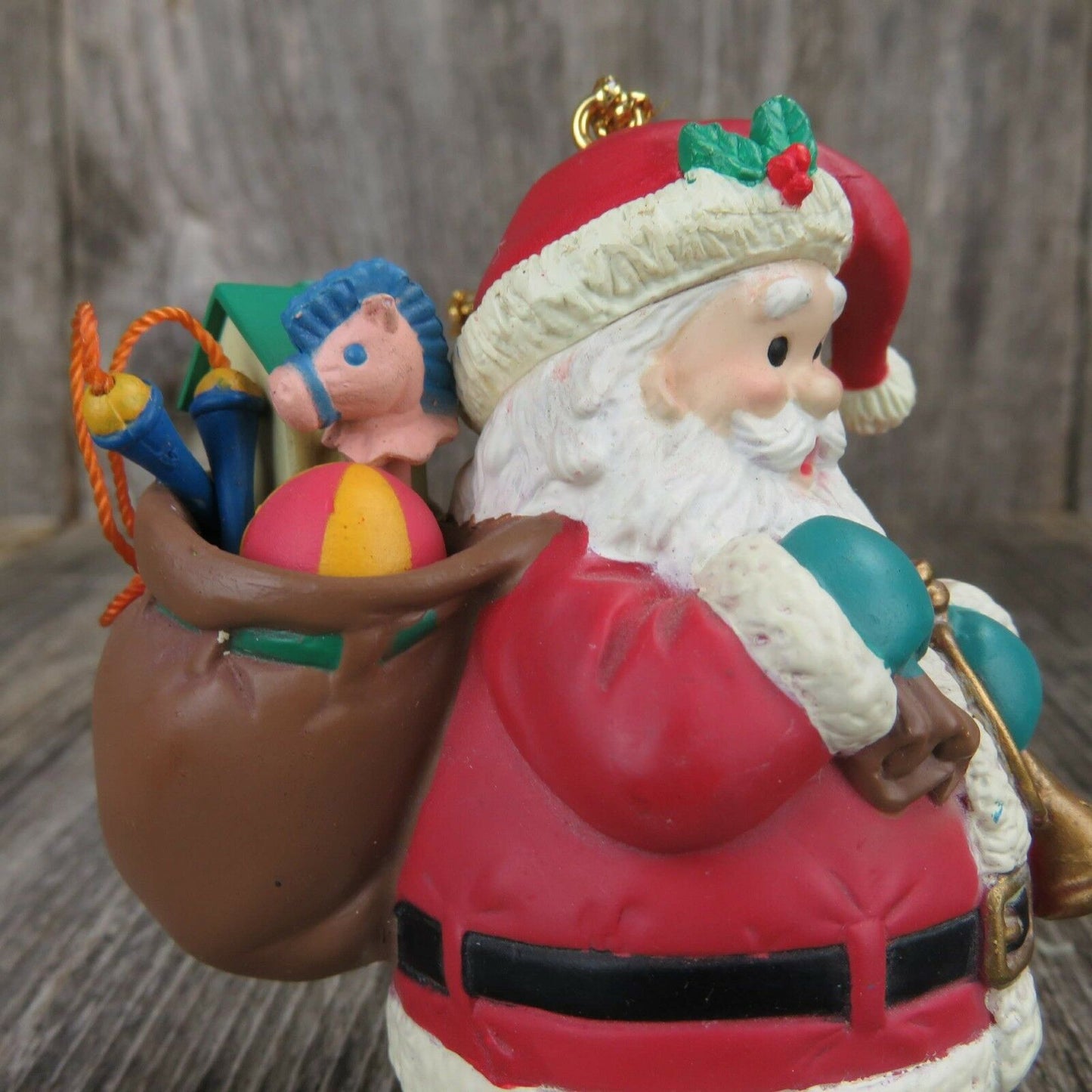 Vintage Santa Claus Sack Christmas Ornament Rollie Pollie Wobble Lustre Fame - At Grandma's Table