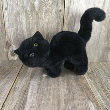 Load image into Gallery viewer, Vintage Black Cat Plush Chrisha Playful Kitten Kitty Stuffed Animal Halloween Arched 1980s - At Grandma&#39;s Table