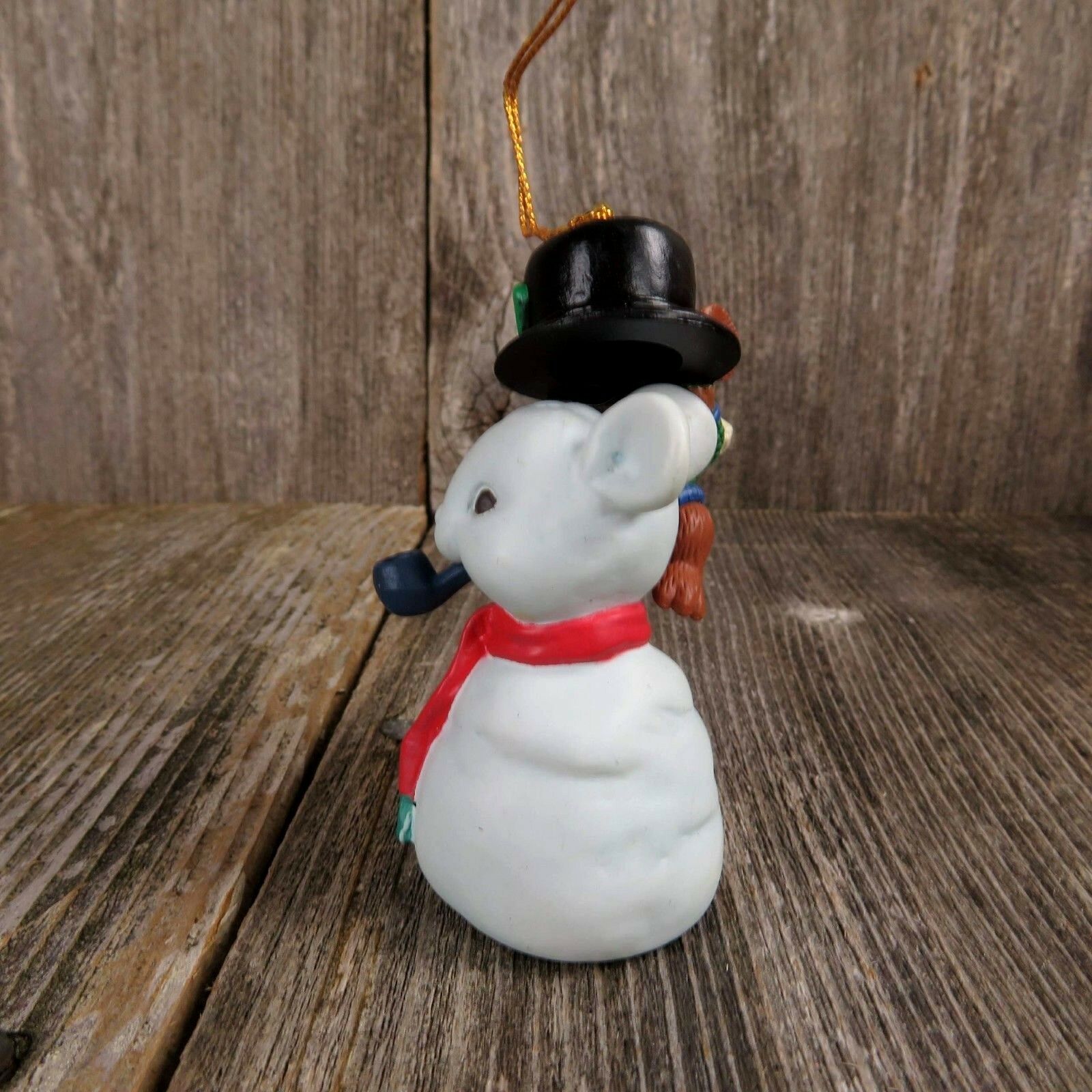 Snowman Mouse Mice Ornament Vintage Top Hat Dressing Building Enesco Lustre Fame - At Grandma's Table