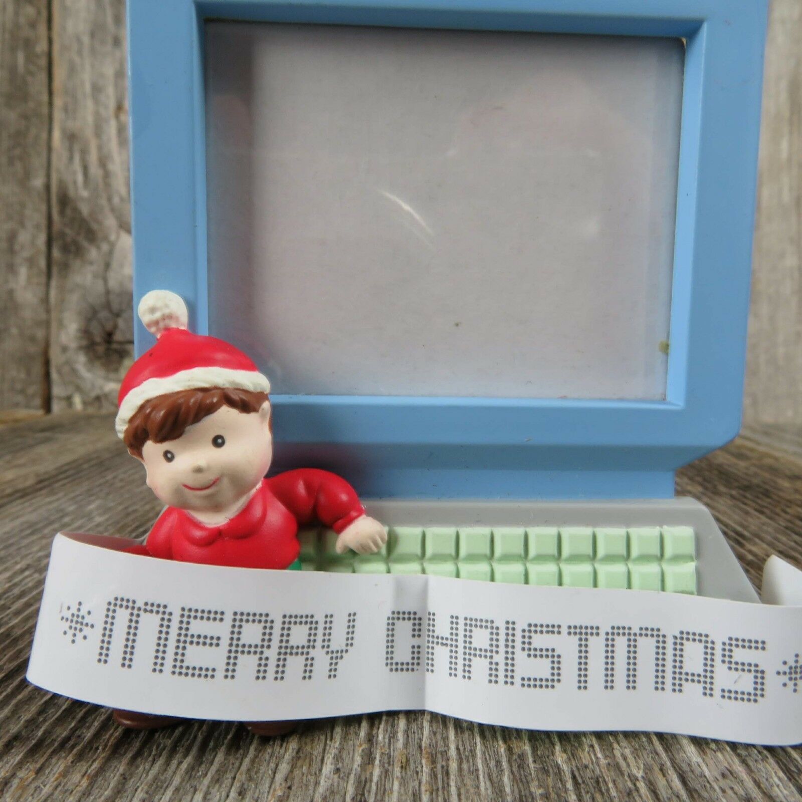 Vintage Computer Boy Screen Picture Frame Ornament Christmas Matrix 1993 - At Grandma's Table