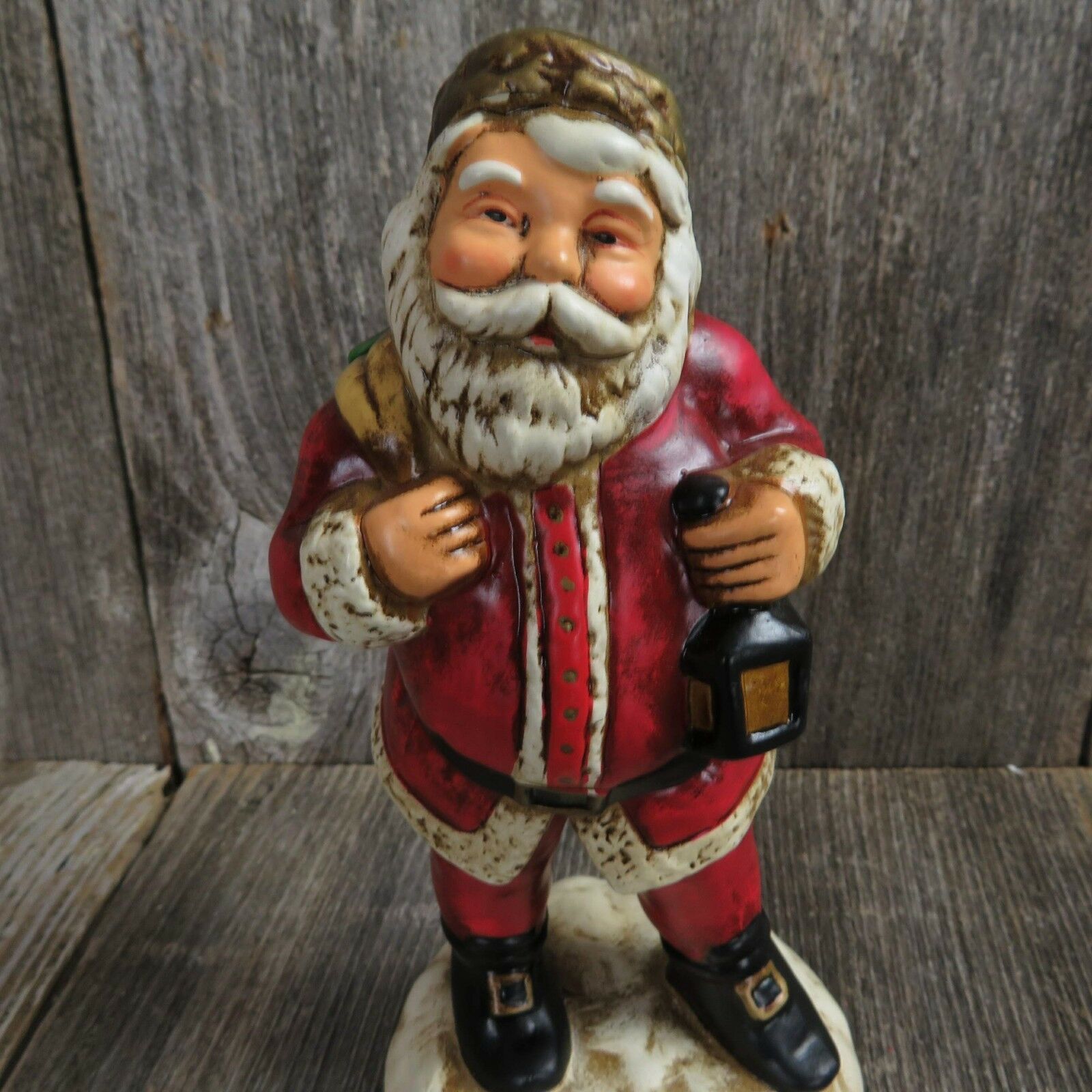 Vintage Santa Claus Music Box Lefton 1986 Old World Rustic Christmas Figurine - At Grandma's Table