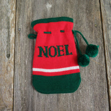 Load image into Gallery viewer, Vintage Noel Striped Santa Sack Bag Stocking Knit Christmas Green Red White st42 - At Grandma&#39;s Table