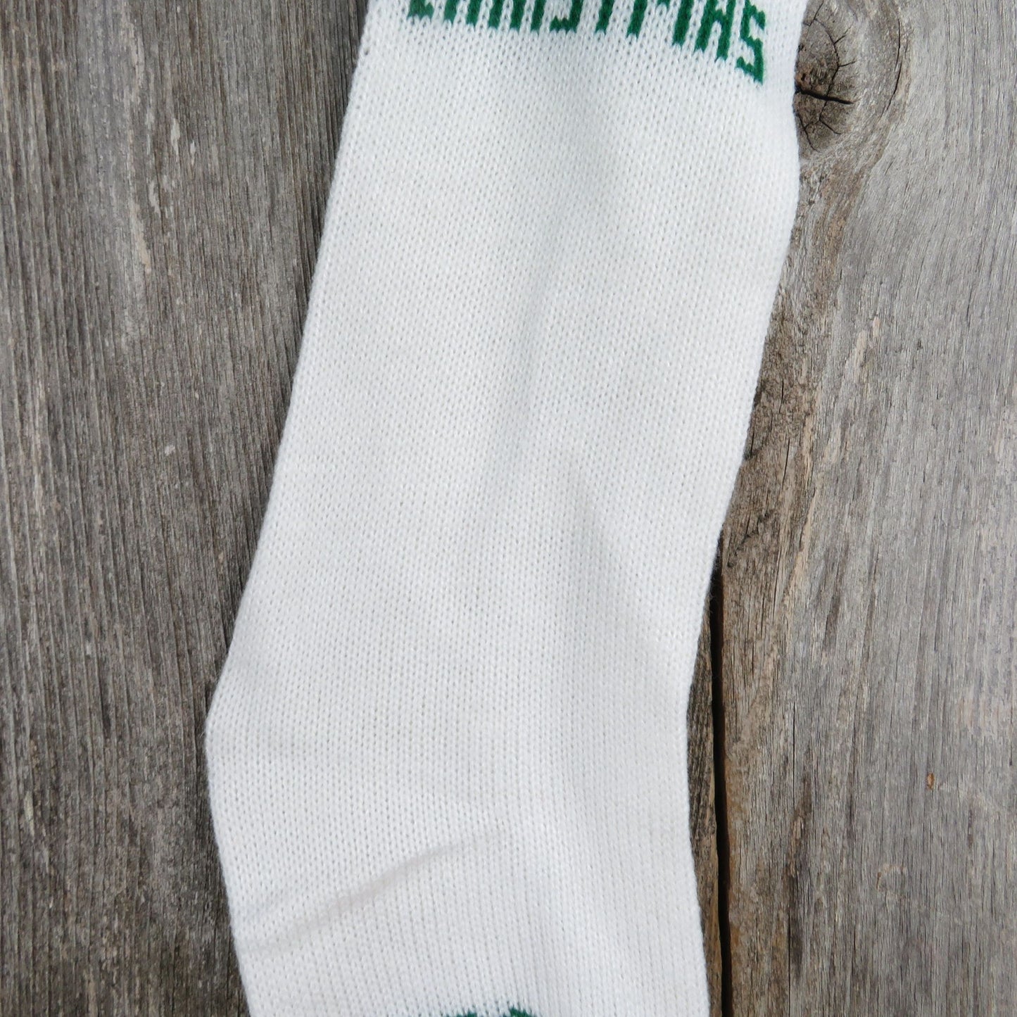 Vintage White Wreath Design Knit Stocking Tree Knitted White Green Red Christmas Pom Pom ST341