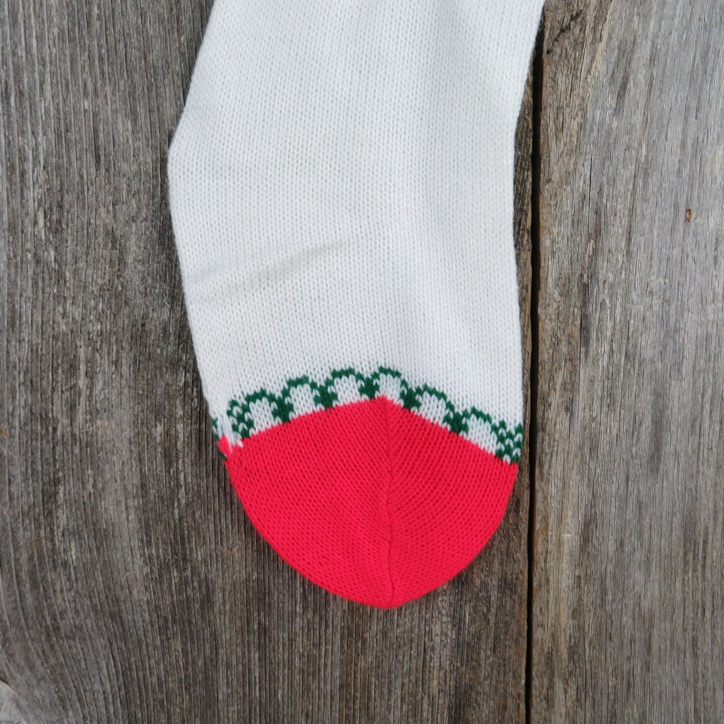 Vintage White Wreath Design Knit Stocking Tree Knitted White Green Red Christmas Pom Pom ST341