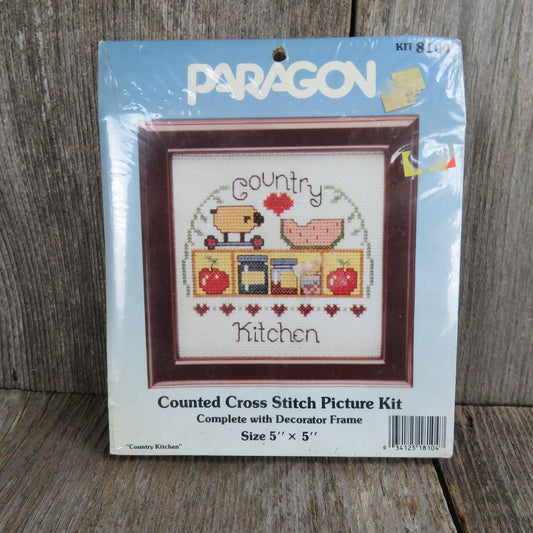 Country Kitchen Counted Cross Stitch Kit Paragon 1986 Framed Kit 8104 Quick and Easy