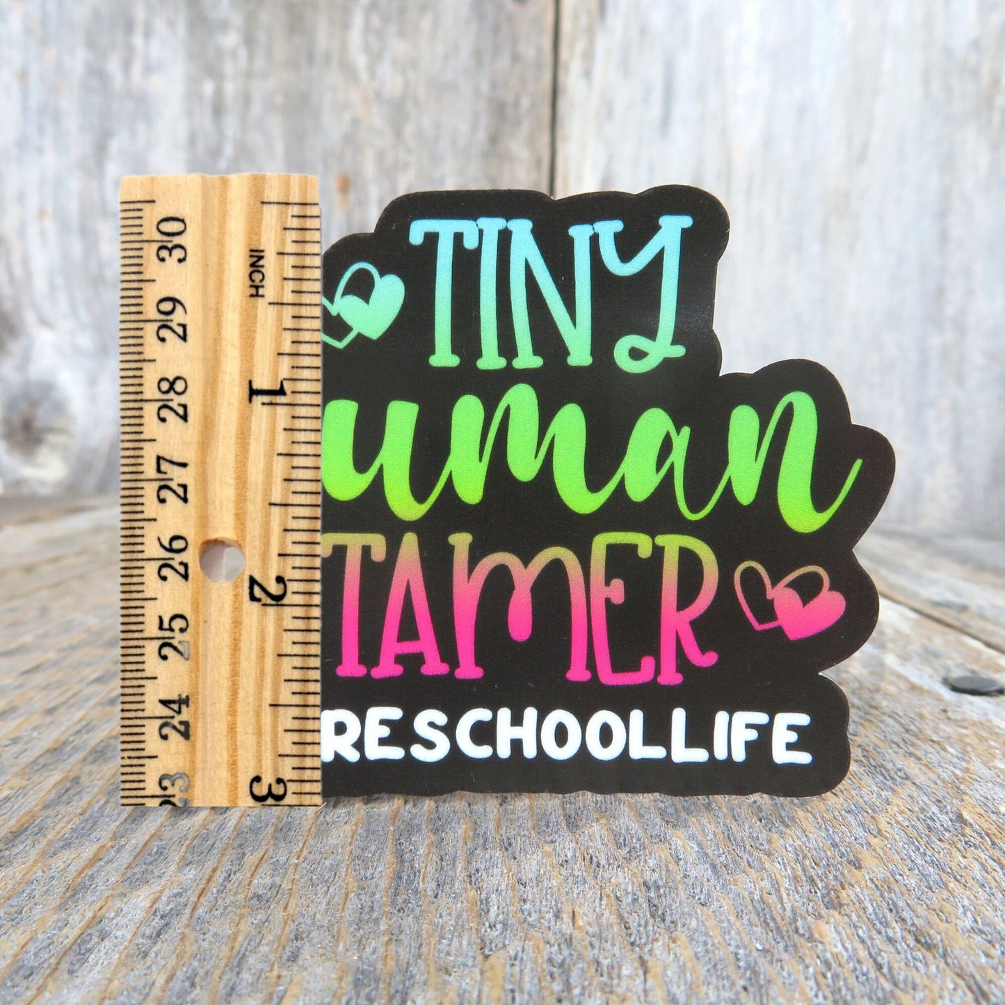 Tiny Human Tamer Preschool Life Sticker Teacher Pink Green School Themed