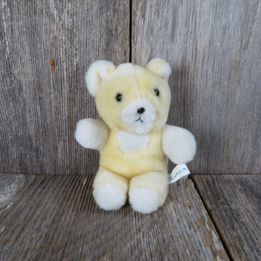 Vintage Yellow Bear Plush Mini Oriental Trading Company White Stuffed Animal