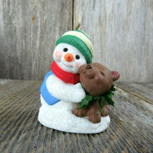 Load image into Gallery viewer, Snow Buddies Snowman Brown Bear Hallmark Christmas Ornament 2002