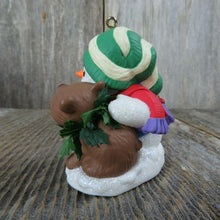 Load image into Gallery viewer, Snow Buddies Snowman Brown Bear Hallmark Christmas Ornament 2002
