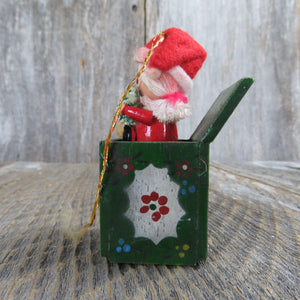 Vintage Mrs Santa Claus Wooden Ornament Christmas Brush Tree  Jack Box Gift Enesco