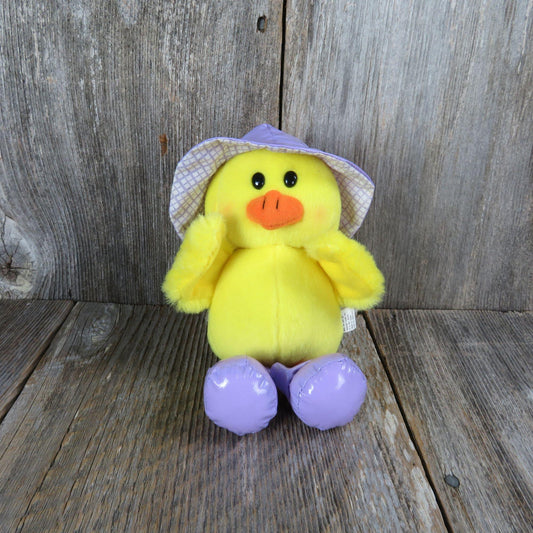 Vintage Chick Chicken Plush Purple Rain Hat Boots Stuffed Animal Easter Hallmark