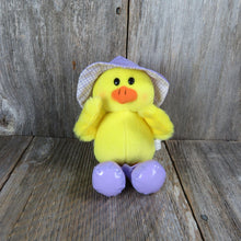 Load image into Gallery viewer, Vintage Chick Chicken Plush Purple Rain Hat Boots Stuffed Animal Easter Hallmark