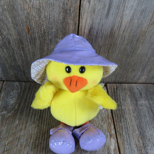 Vintage Chick Chicken Plush Purple Rain Hat Boots Stuffed Animal Easter Hallmark