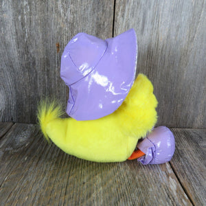 Vintage Chick Chicken Plush Purple Rain Hat Boots Stuffed Animal Easter Hallmark