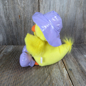 Vintage Chick Chicken Plush Purple Rain Hat Boots Stuffed Animal Easter Hallmark