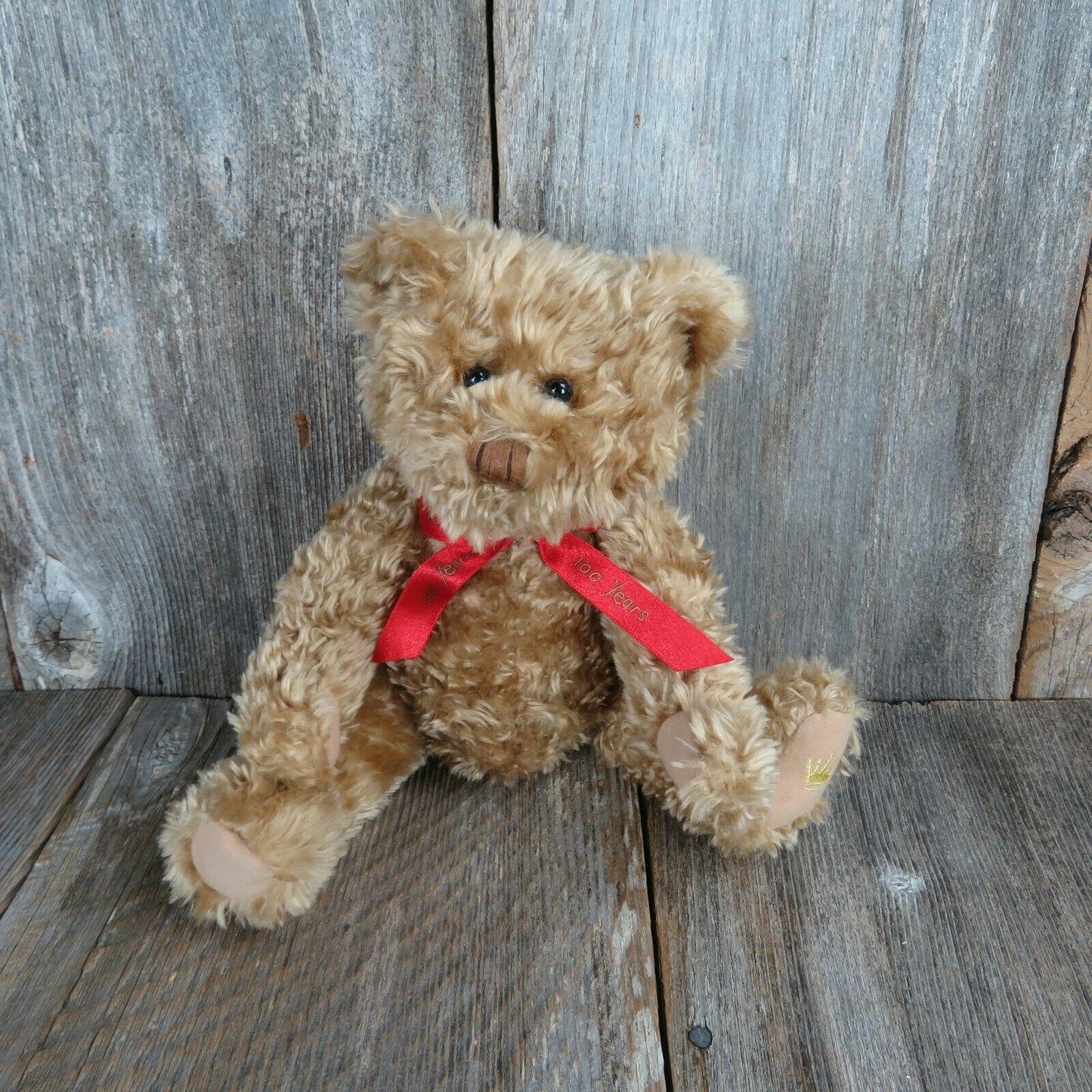 Shaggy Jointed Teddy Bear Plush Stuffed Brown Hallmark 100 Years Anniversary