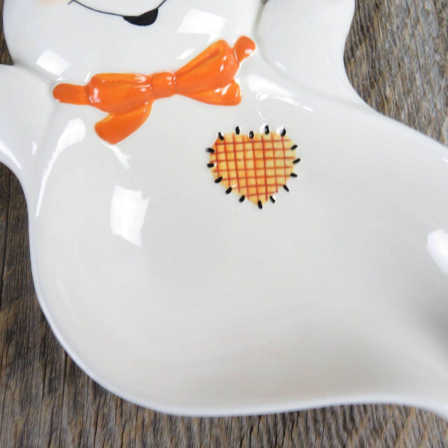 Ghost Candy Dish Halloween Heart Patch Ceramic Tray Hallmark Cute Decoration