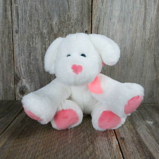Dog Plush White Pink Paws Nose Puppy Valentine Theme 2021 Bow Animal Adventure