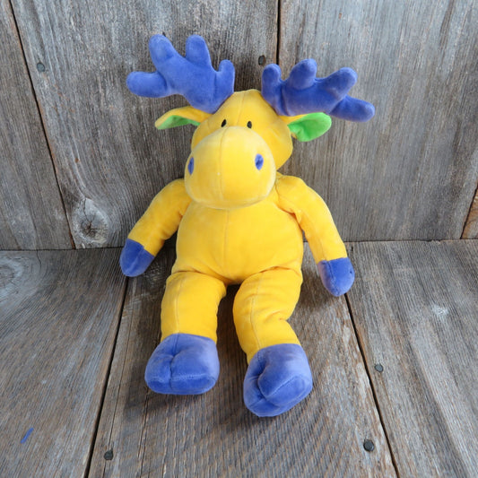 Yellow Moose Plush Purple Antlers Floppy Mary Meyer Stuffed Animal 1997