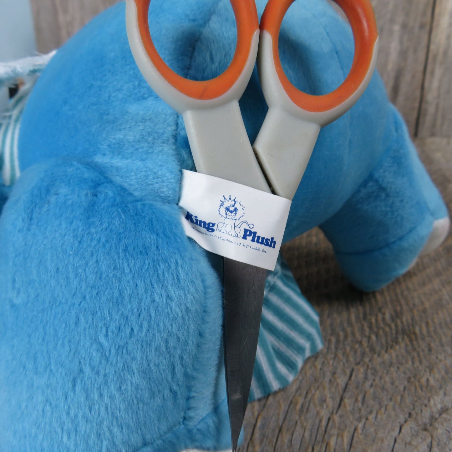 Blue Elephant Stuffed Animal Plastic Eyes and Dress Plush King Plush Carnival Prize