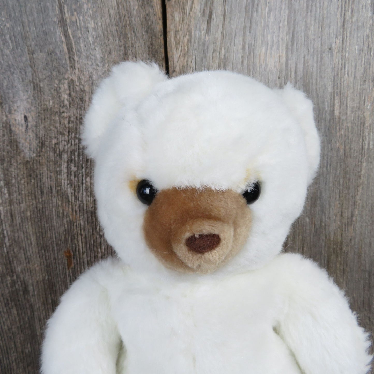 Vintage Standing White Bear Plush Brown Nose Paw Pads Polar Bear IT Import Toys Korea 1980