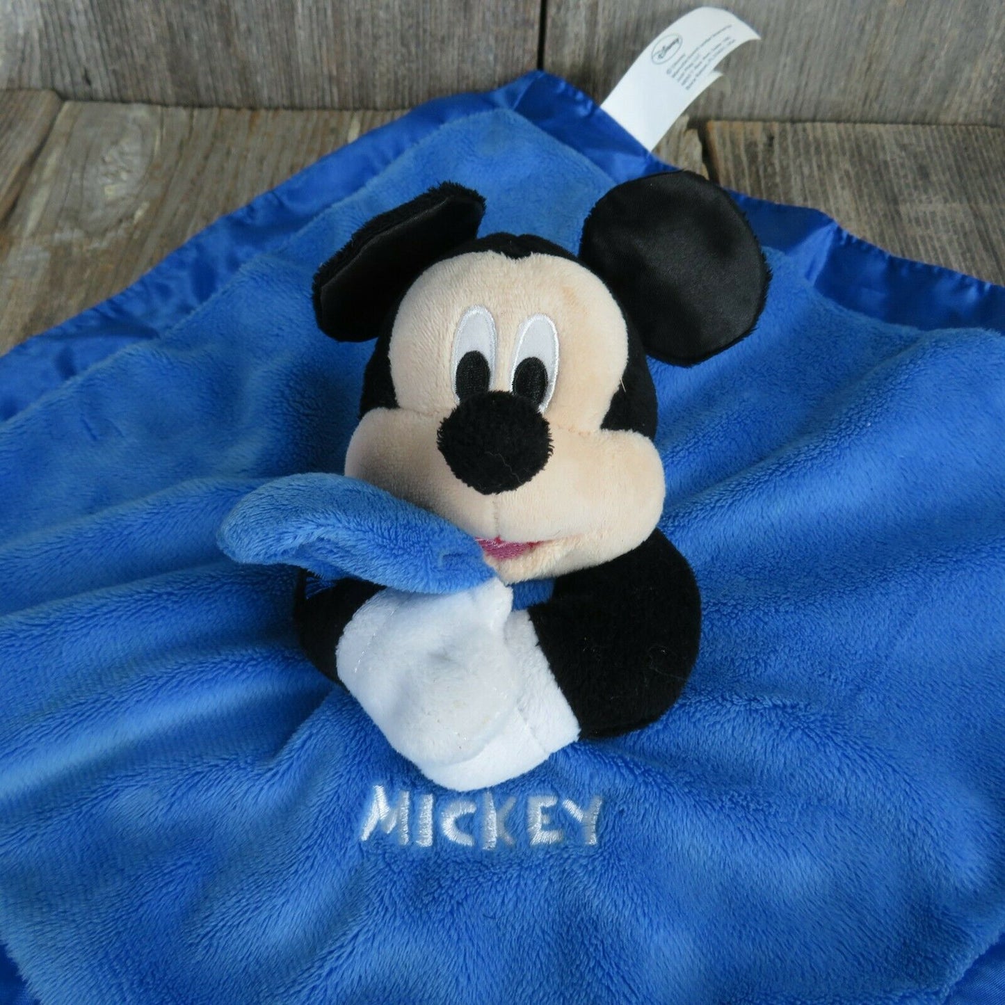 Disney Baby Mickey Mouse Blue Blanket Plush Satin Rattle Crinkle Ears Security Lovey Stuffed Animal